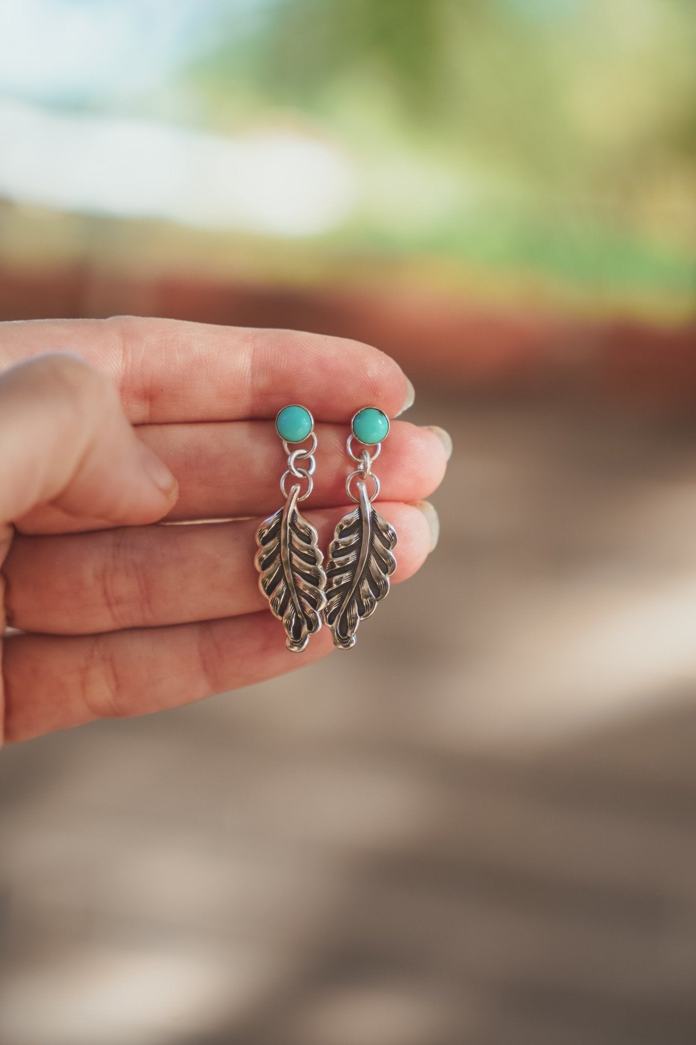 The Sky Dance Earrings in Campitos Turquoise - Golden Road Crafted