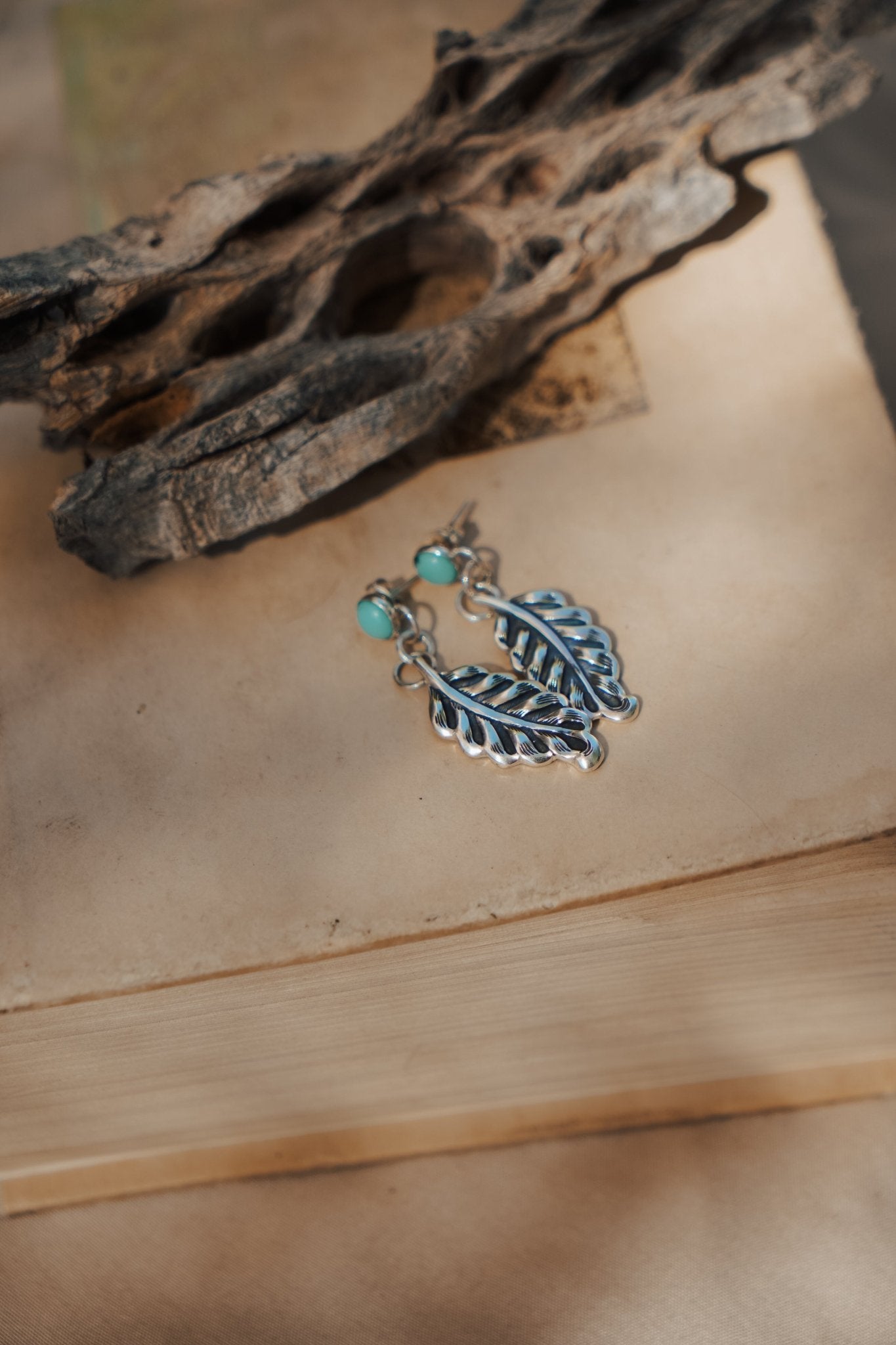 The Sky Dance Earrings in Campitos Turquoise - Golden Road Crafted