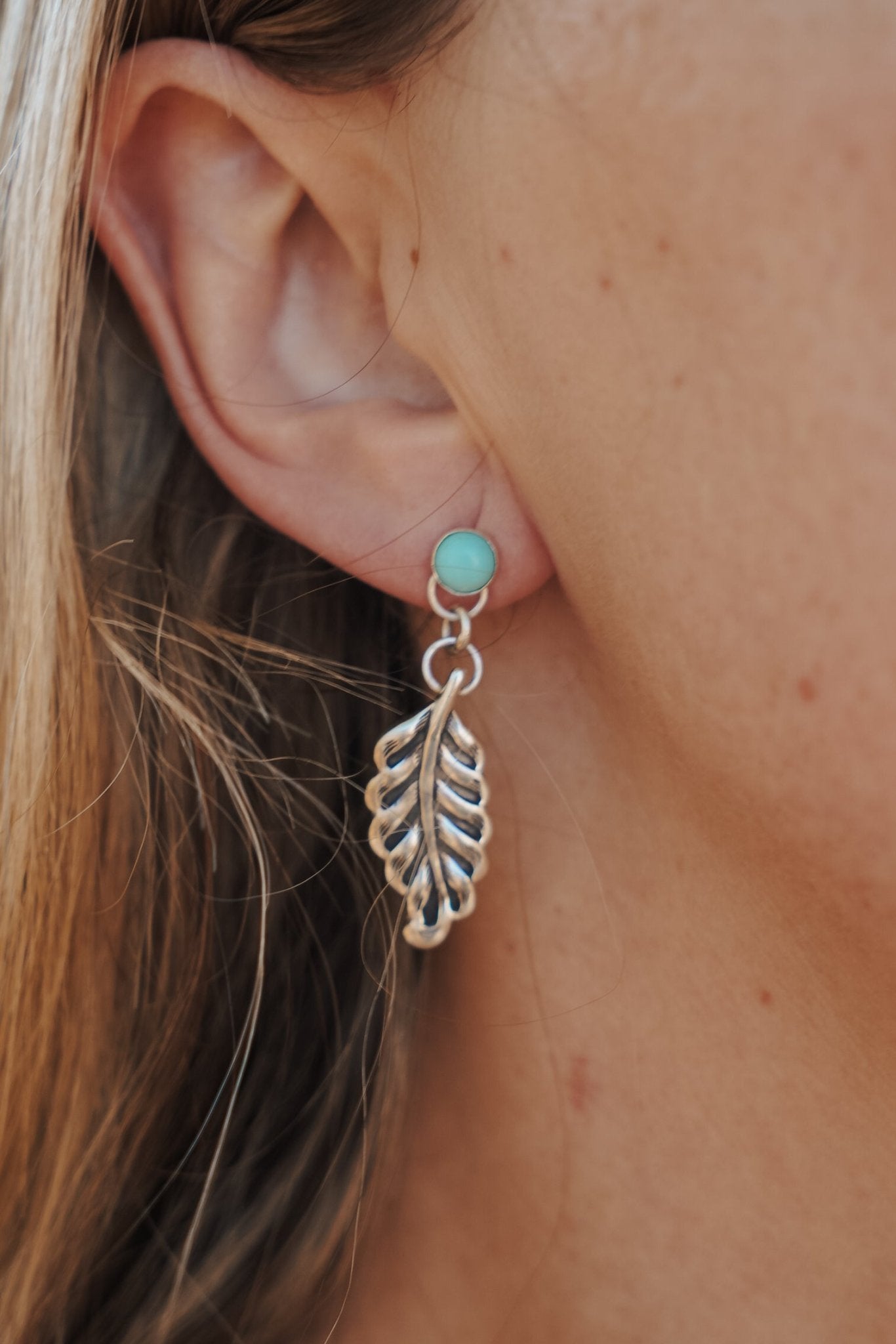 The Sky Dance Earrings in Campitos Turquoise - Golden Road Crafted