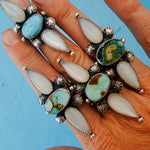 The Stardust Ring in Hubei Turquoise & Moonstone (Size 6.75) - Golden Road Crafted