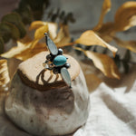The Stardust Ring in Hubei Turquoise & Moonstone (Size 6.75) - Golden Road Crafted