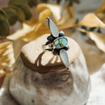 The Stardust Ring in Hubei Turquoise & Moonstone (Size 8) - Golden Road Crafted