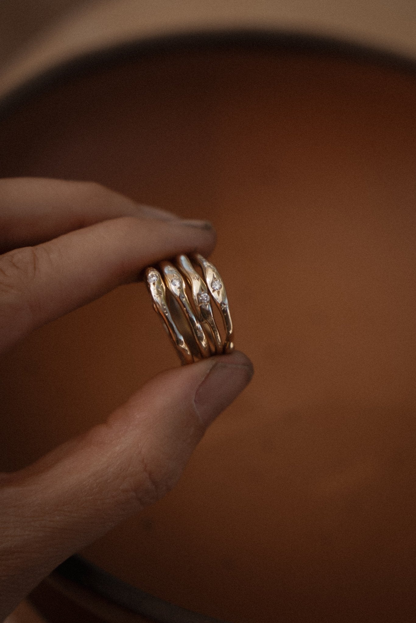 The Stardust Stacker in 10K with Natural Diamond - Golden Road Crafted