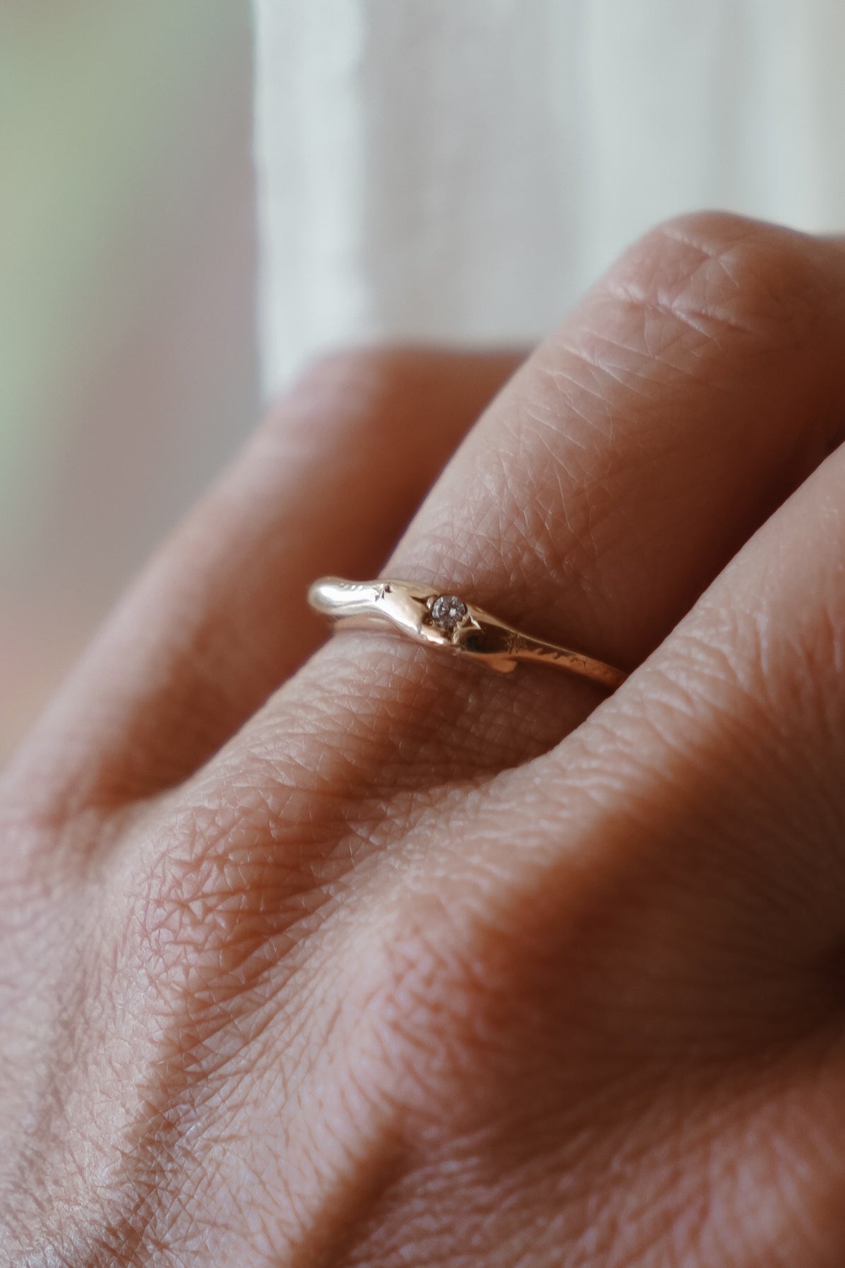 The Stardust Stacker in 10K with Natural Diamond - Golden Road Crafted
