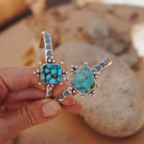 The Sunrise Cuff in Kingman Turquoise - Golden Road Crafted