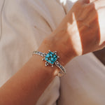The Sunrise Cuff in Kingman Turquoise - Golden Road Crafted