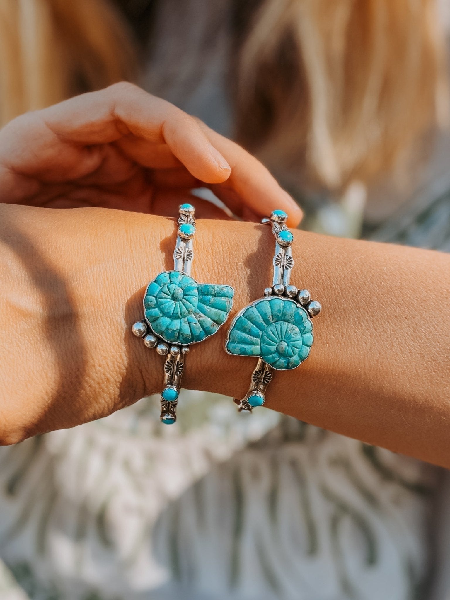 The Turquoise Ammonite Cuff - Golden Road Crafted