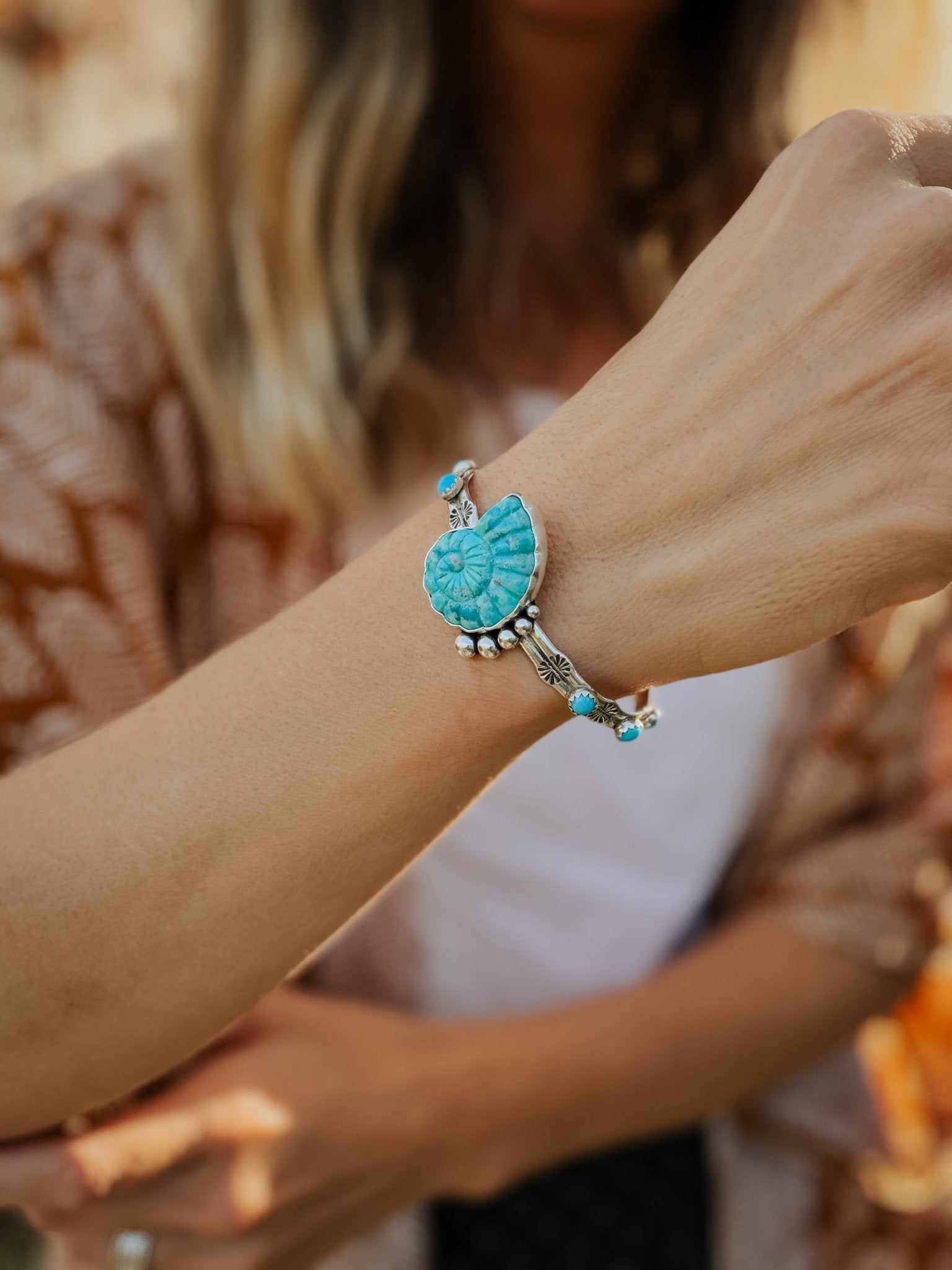 The Turquoise Ammonite Cuff - Golden Road Crafted