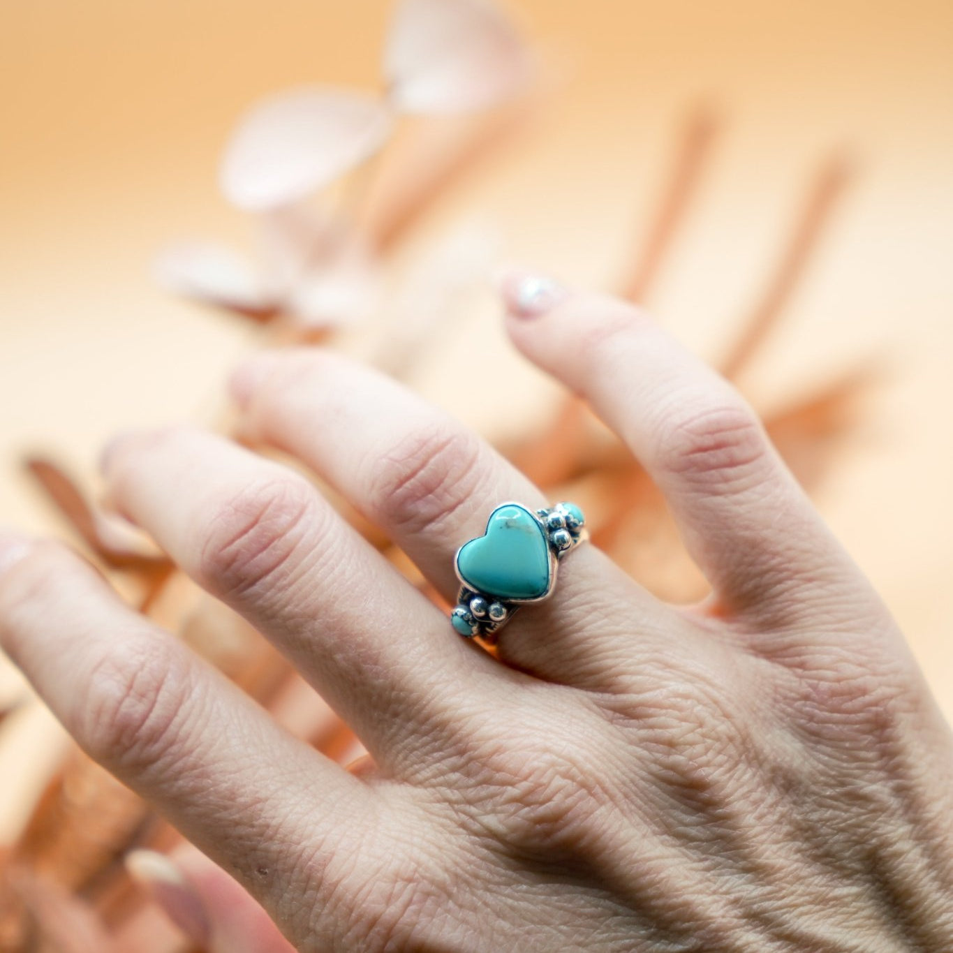 The Turquoise Lover's Ring in Campitos & Carico Lake Turquoise (Size 6.5) - Golden Road Crafted