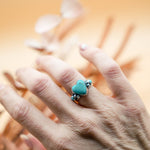 The Turquoise Lover's Ring in Campitos & Carico Lake Turquoise (Size 6.5) - Golden Road Crafted