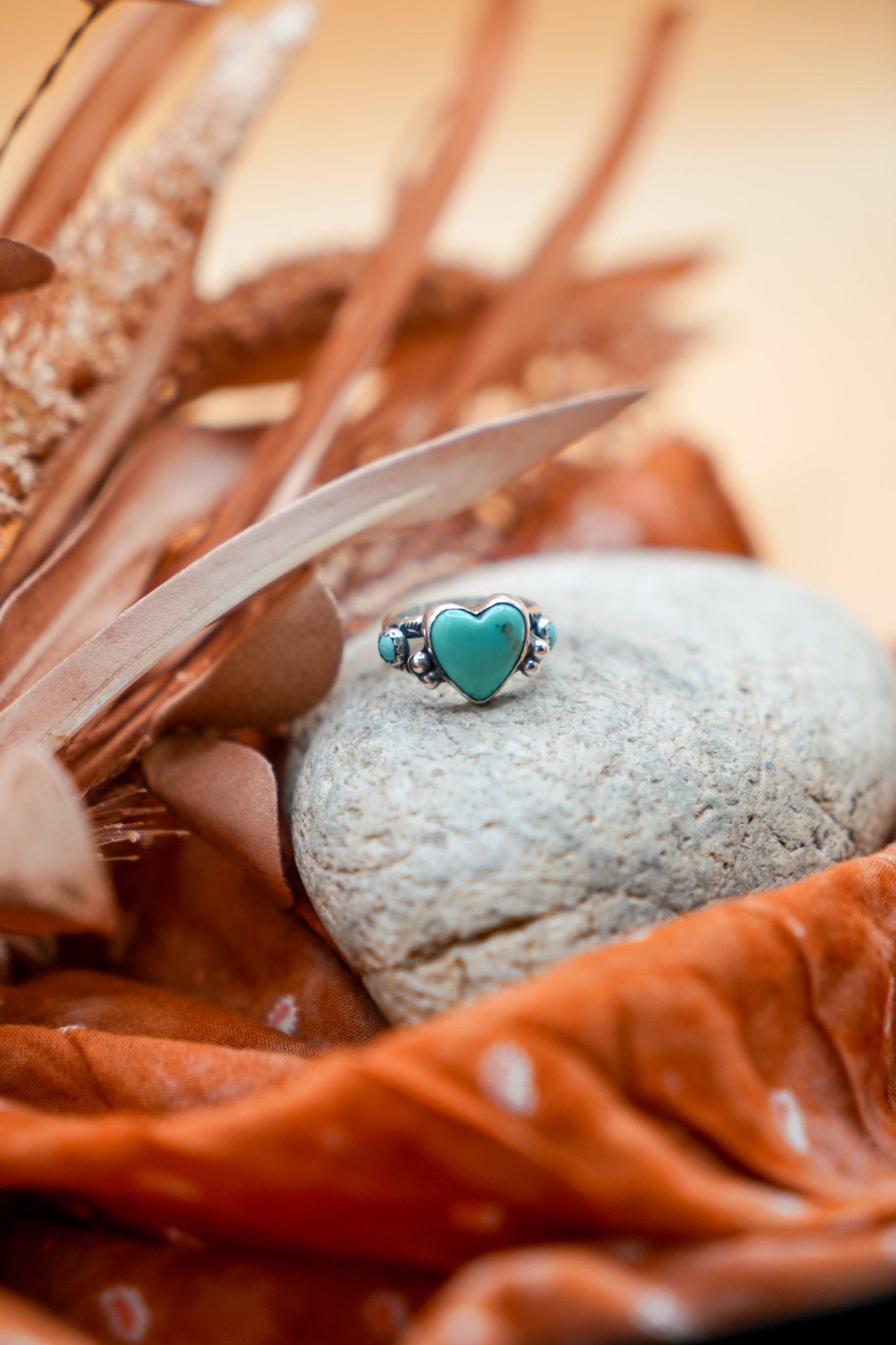 The Turquoise Lover's Ring in Campitos & Carico Lake Turquoise (Size 6.5) - Golden Road Crafted