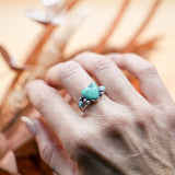 The Turquoise Lover's Ring in Campitos & Carico Lake Turquoise (Size 7) - Golden Road Crafted