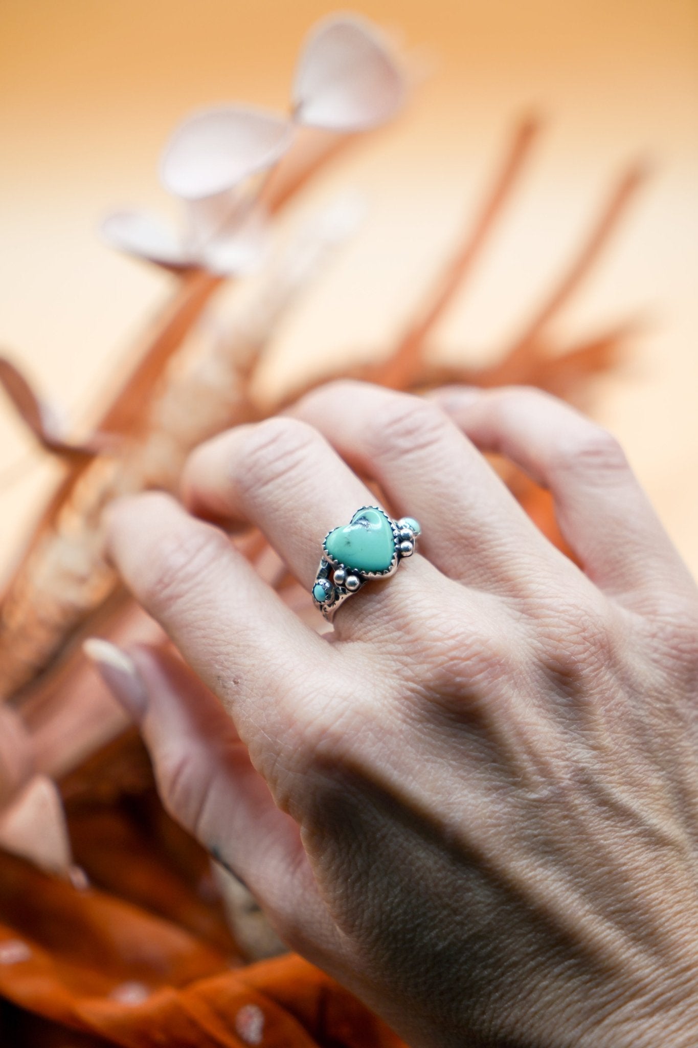 The Turquoise Lover's Ring in Campitos & Carico Lake Turquoise (Size 7) - Golden Road Crafted