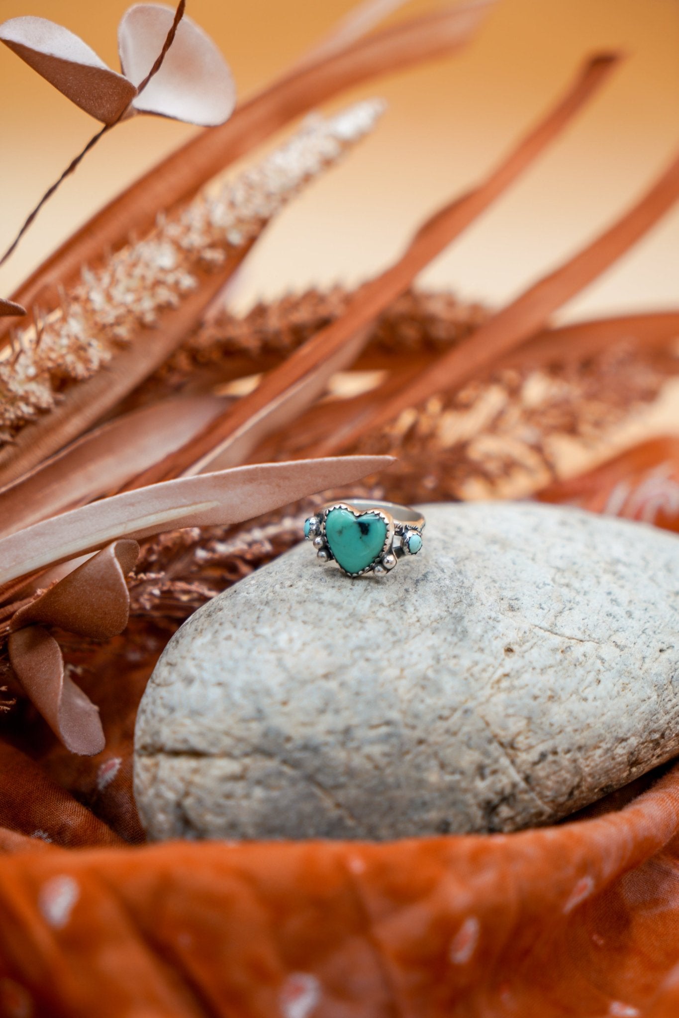 The Turquoise Lover's Ring in Campitos & Carico Lake Turquoise (Size 7) - Golden Road Crafted