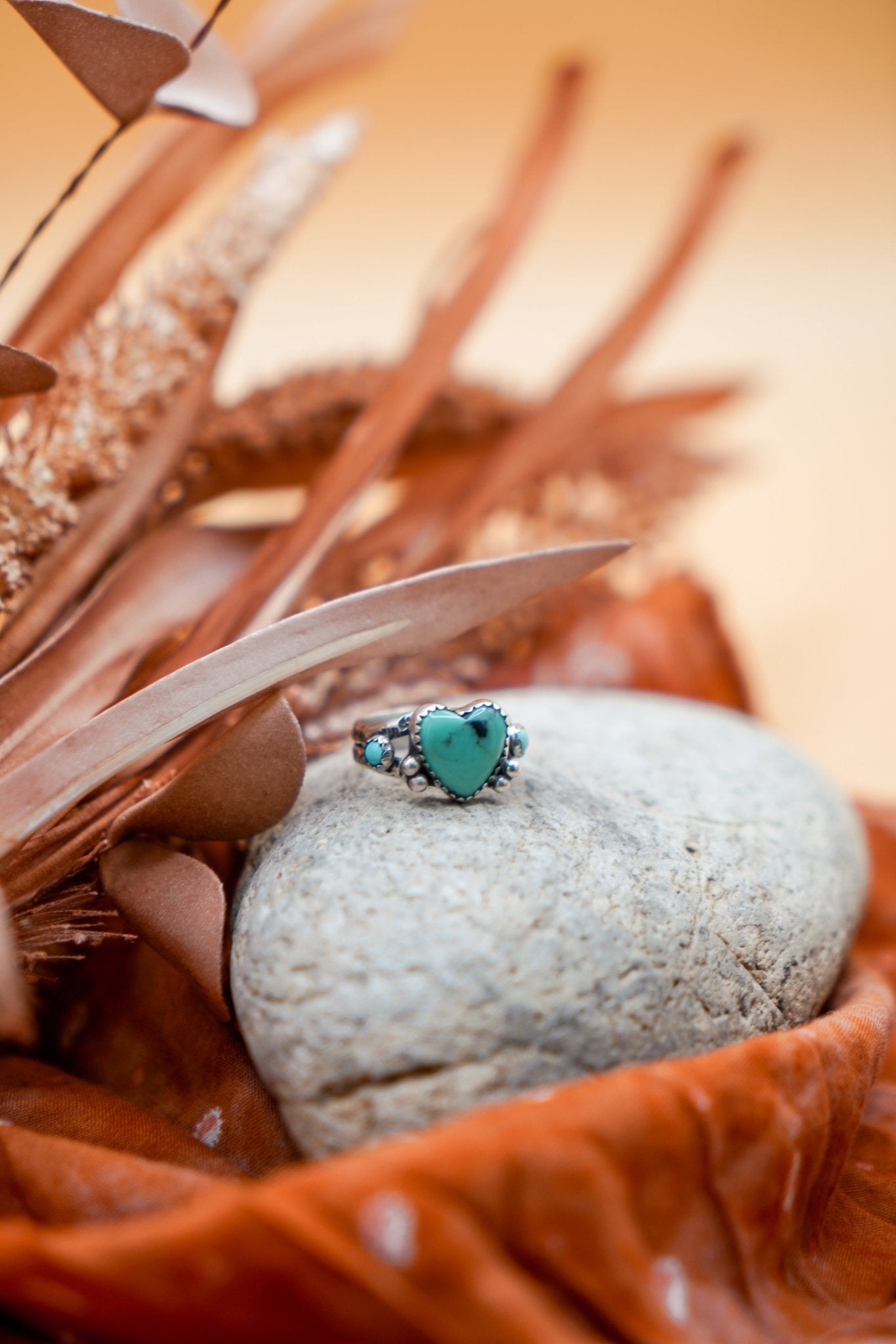 The Turquoise Lover's Ring in Campitos & Carico Lake Turquoise (Size 7) - Golden Road Crafted