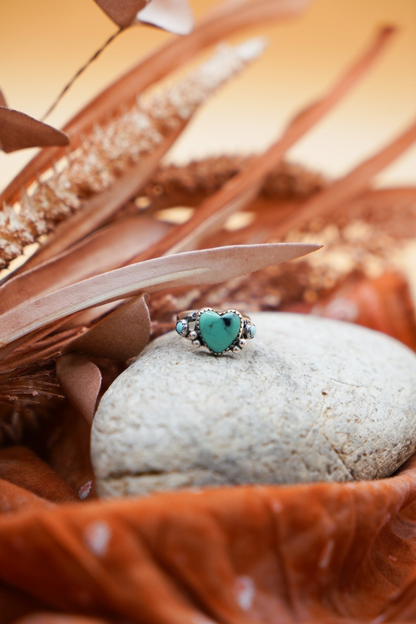 The Turquoise Lover's Ring in Campitos & Carico Lake Turquoise (Size 7) - Golden Road Crafted