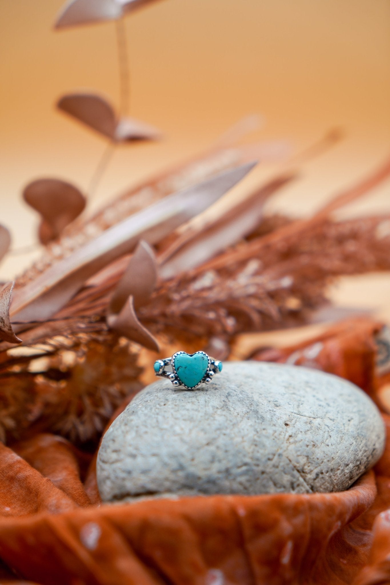 The Turquoise Lover's Ring in Campitos & Carico Lake Turquoise (Size 8) - Golden Road Crafted