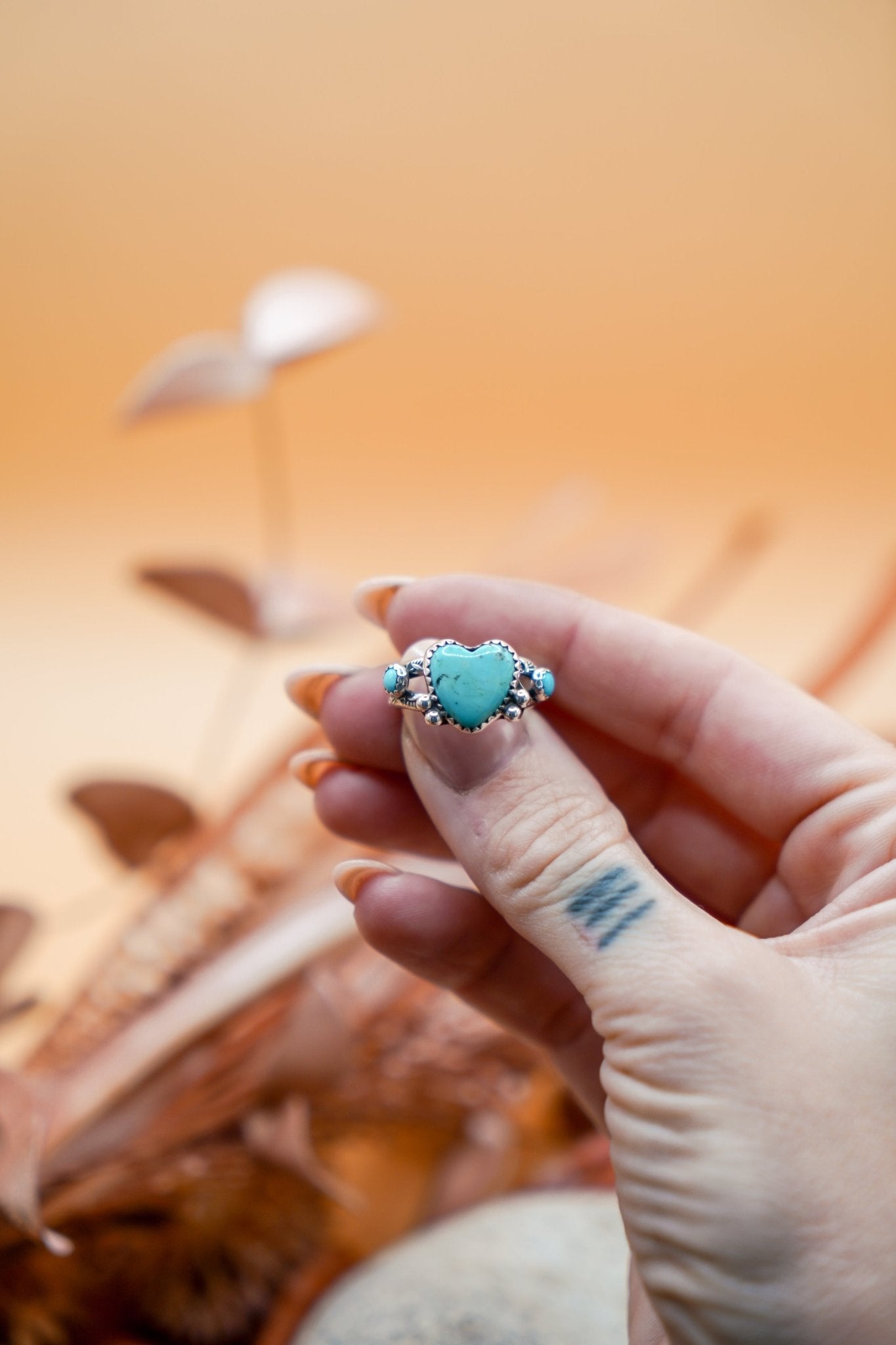 The Turquoise Lover's Ring in Campitos & Carico Lake Turquoise (Size 8) - Golden Road Crafted