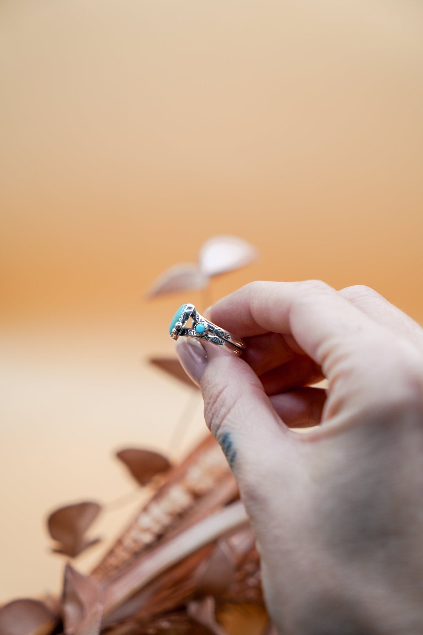 The Turquoise Lover's Ring in Campitos & Carico Lake Turquoise (Size 8) - Golden Road Crafted