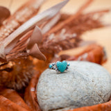 The Turquoise Lover's Ring in Campitos & Carico Lake Turquoise (Size 8) - Golden Road Crafted