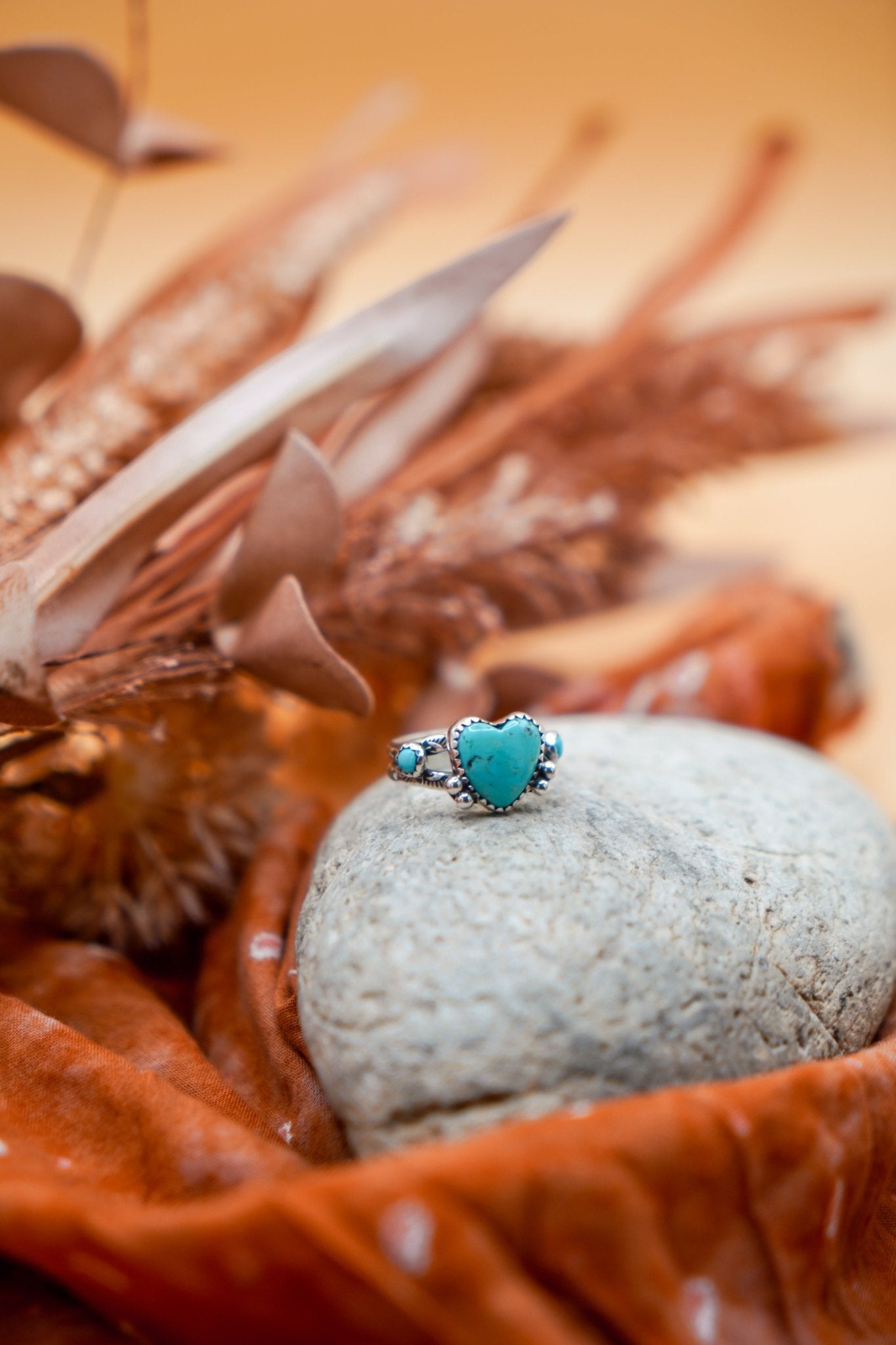 The Turquoise Lover's Ring in Campitos & Carico Lake Turquoise (Size 8) - Golden Road Crafted