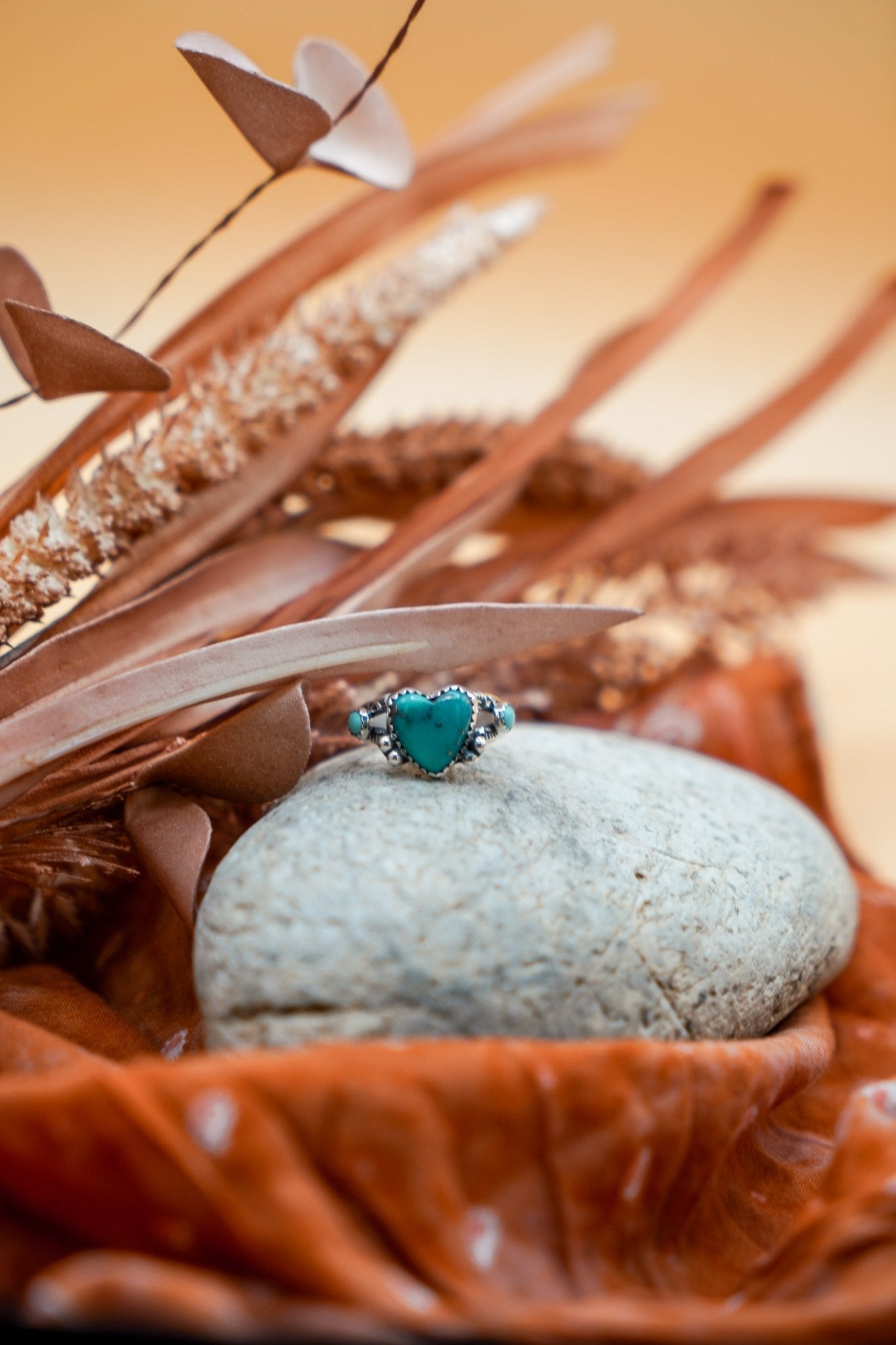 The Turquoise Lover's Ring in Campitos & Carico Lake Turquoise (Size 8.75) - Golden Road Crafted