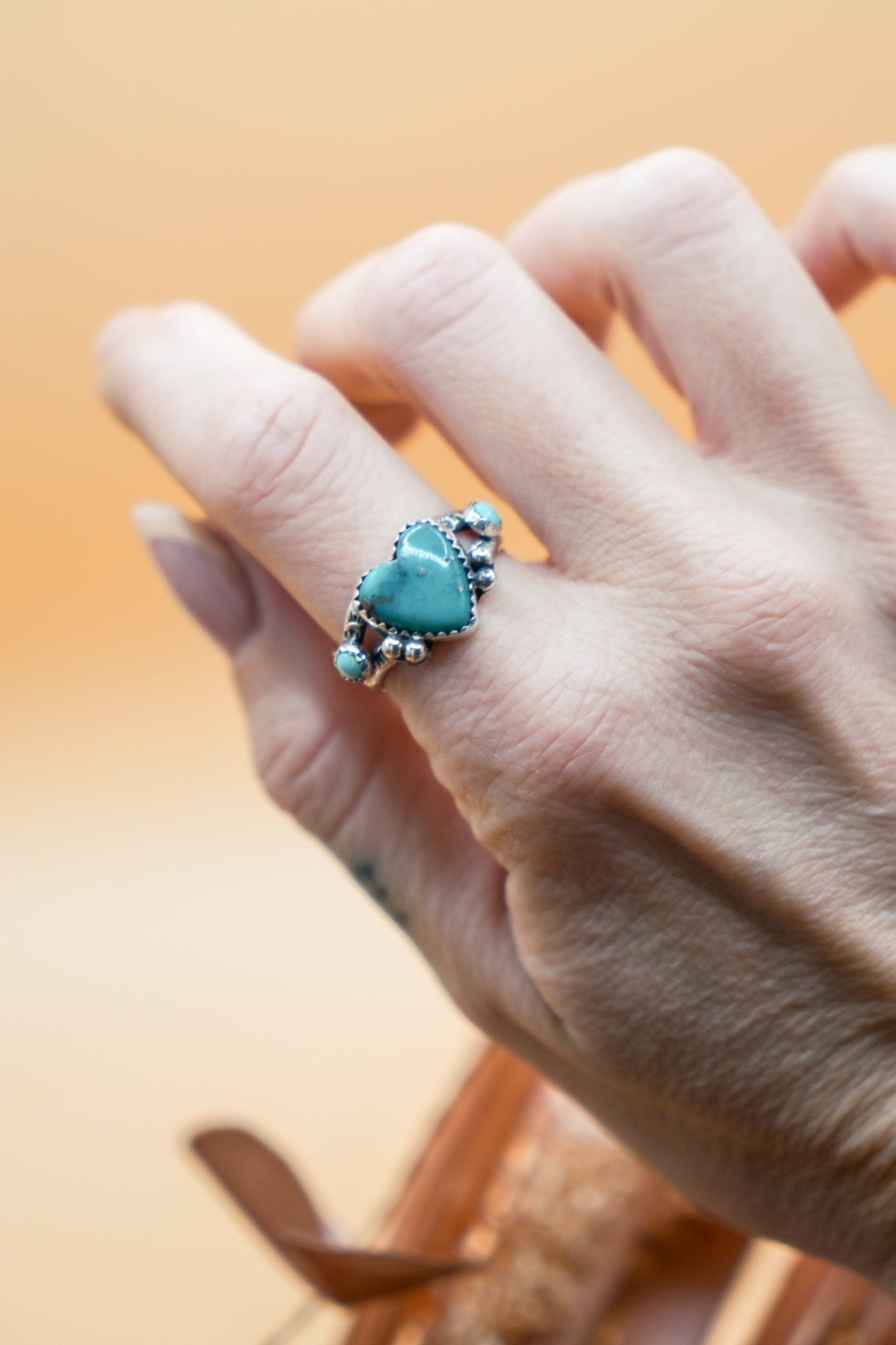 The Turquoise Lover's Ring in Campitos & Carico Lake Turquoise (Size 8.75) - Golden Road Crafted