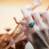 The Turquoise Lover's Ring in Campitos & Carico Lake Turquoise (Size 8.75) - Golden Road Crafted