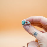 The Turquoise Lover's Ring in Campitos & Carico Lake Turquoise (Size 8.75) - Golden Road Crafted