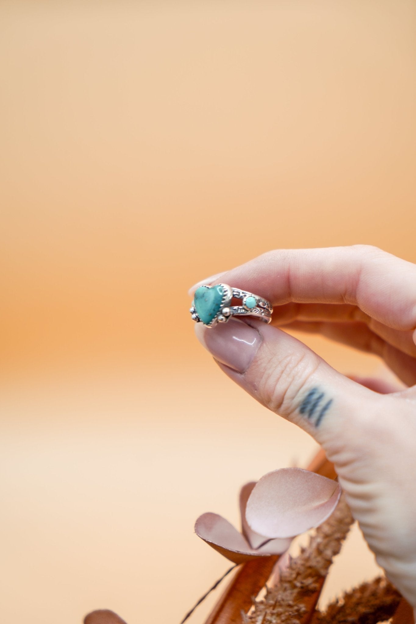 The Turquoise Lover's Ring in Campitos & Carico Lake Turquoise (Size 8.75) - Golden Road Crafted