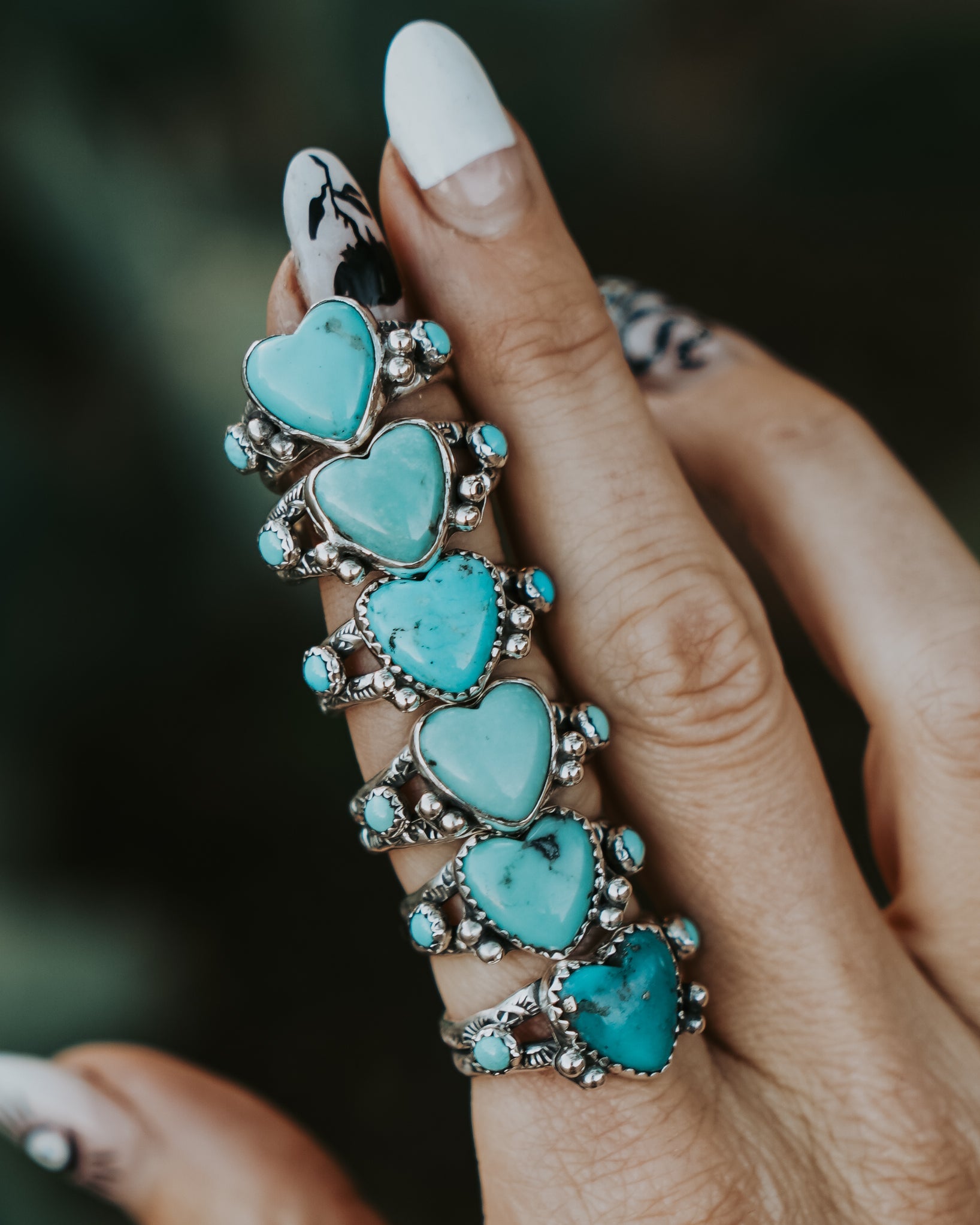 The Turquoise Lover's Ring in Campitos & Carico Lake Turquoise (Size 8.75) - Golden Road Crafted