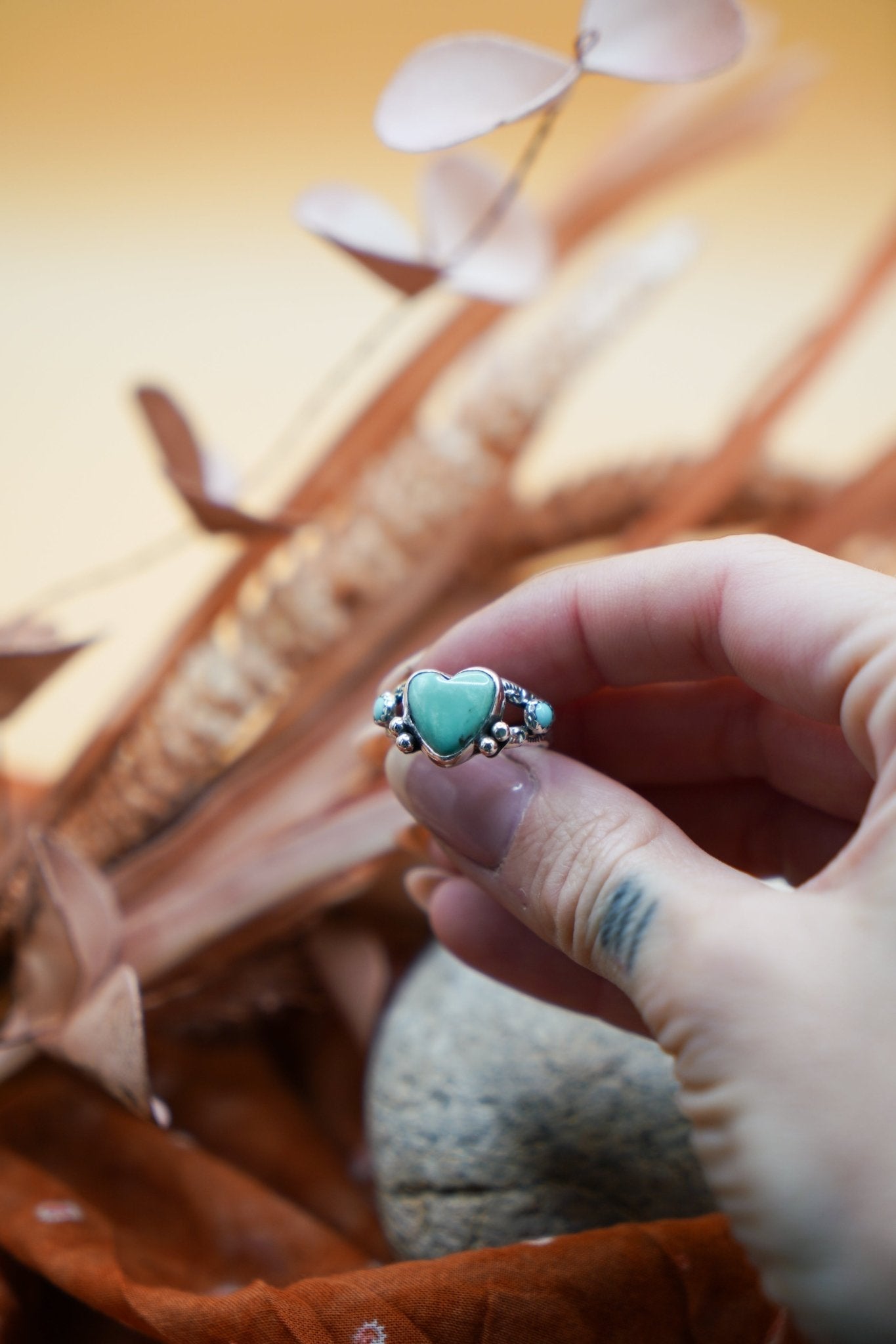 The Turquoise Lover's Ring in Campitos & Carico Lake Turquoise (Size 9) - Golden Road Crafted