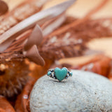 The Turquoise Lover's Ring in Campitos & Carico Lake Turquoise (Size 9.5) - Golden Road Crafted