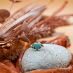 The Turquoise Lover's Ring in Campitos & Carico Lake Turquoise (Size 9.5) - Golden Road Crafted