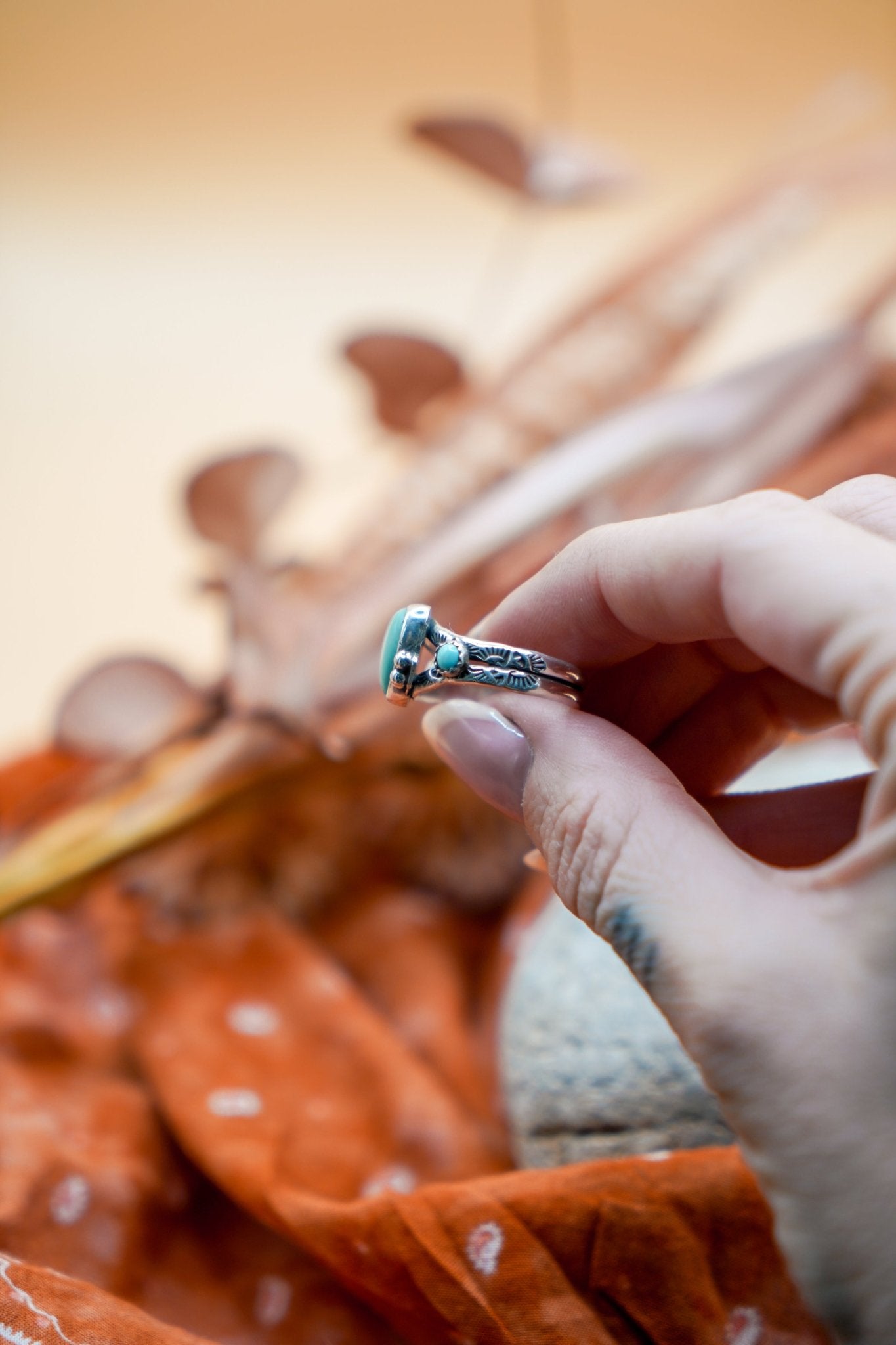The Turquoise Lover's Ring in Campitos & Carico Lake Turquoise (Size 9.5) - Golden Road Crafted