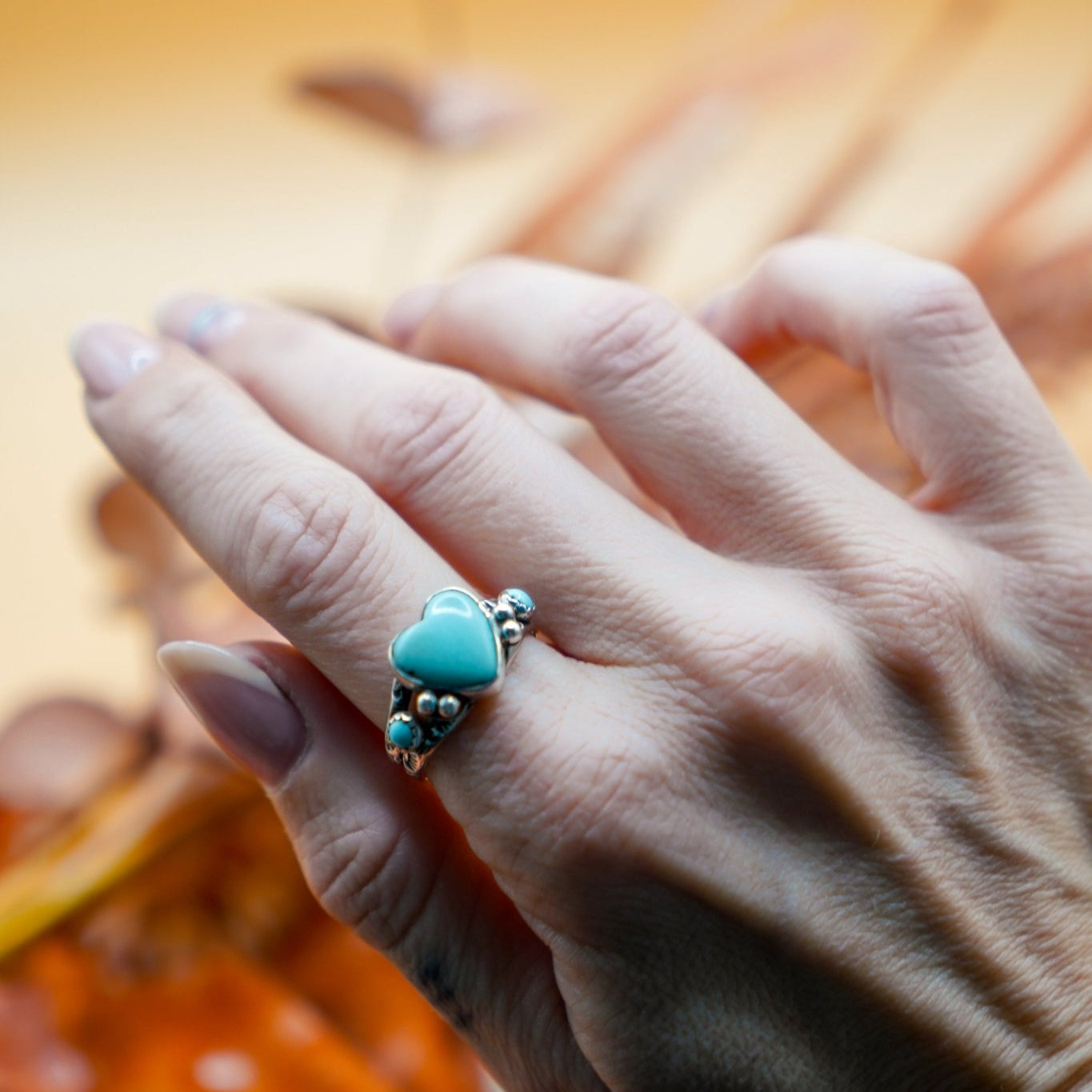 The Turquoise Lover's Ring in Campitos & Carico Lake Turquoise (Size 9.5) - Golden Road Crafted