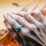 The Turquoise Lover's Ring in Campitos & Carico Lake Turquoise (Size 9.5) - Golden Road Crafted