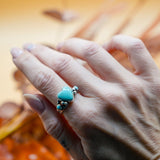 The Turquoise Lover's Ring in Campitos & Carico Lake Turquoise (Size 9.5) - Golden Road Crafted