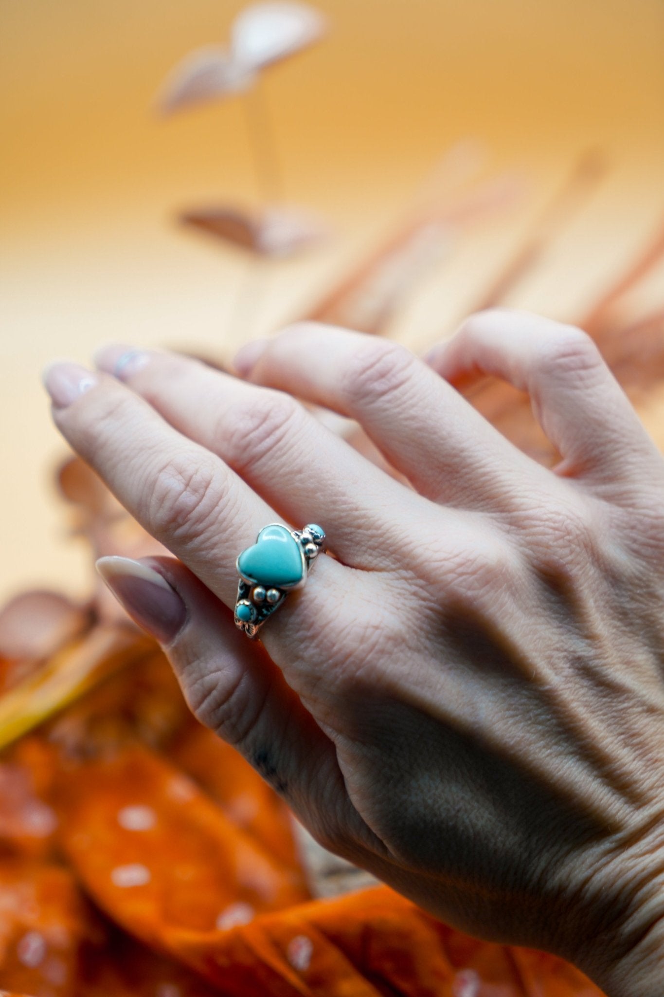 The Turquoise Lover's Ring in Campitos & Carico Lake Turquoise (Size 9.5) - Golden Road Crafted