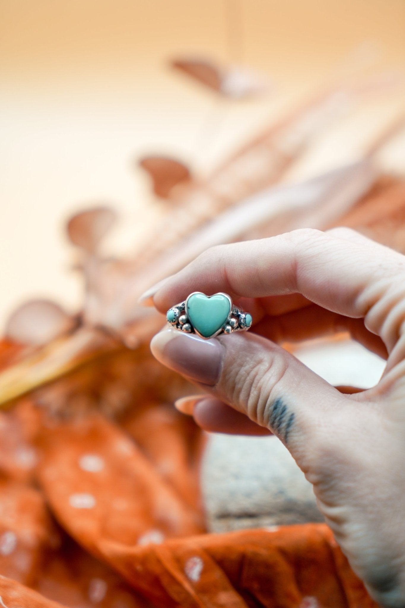 The Turquoise Lover's Ring in Campitos & Carico Lake Turquoise (Size 9.5) - Golden Road Crafted
