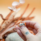 The Turquoise Lover's Ring in Spiny Oyster & Morenci Turquoise (Size 5.5) - Golden Road Crafted