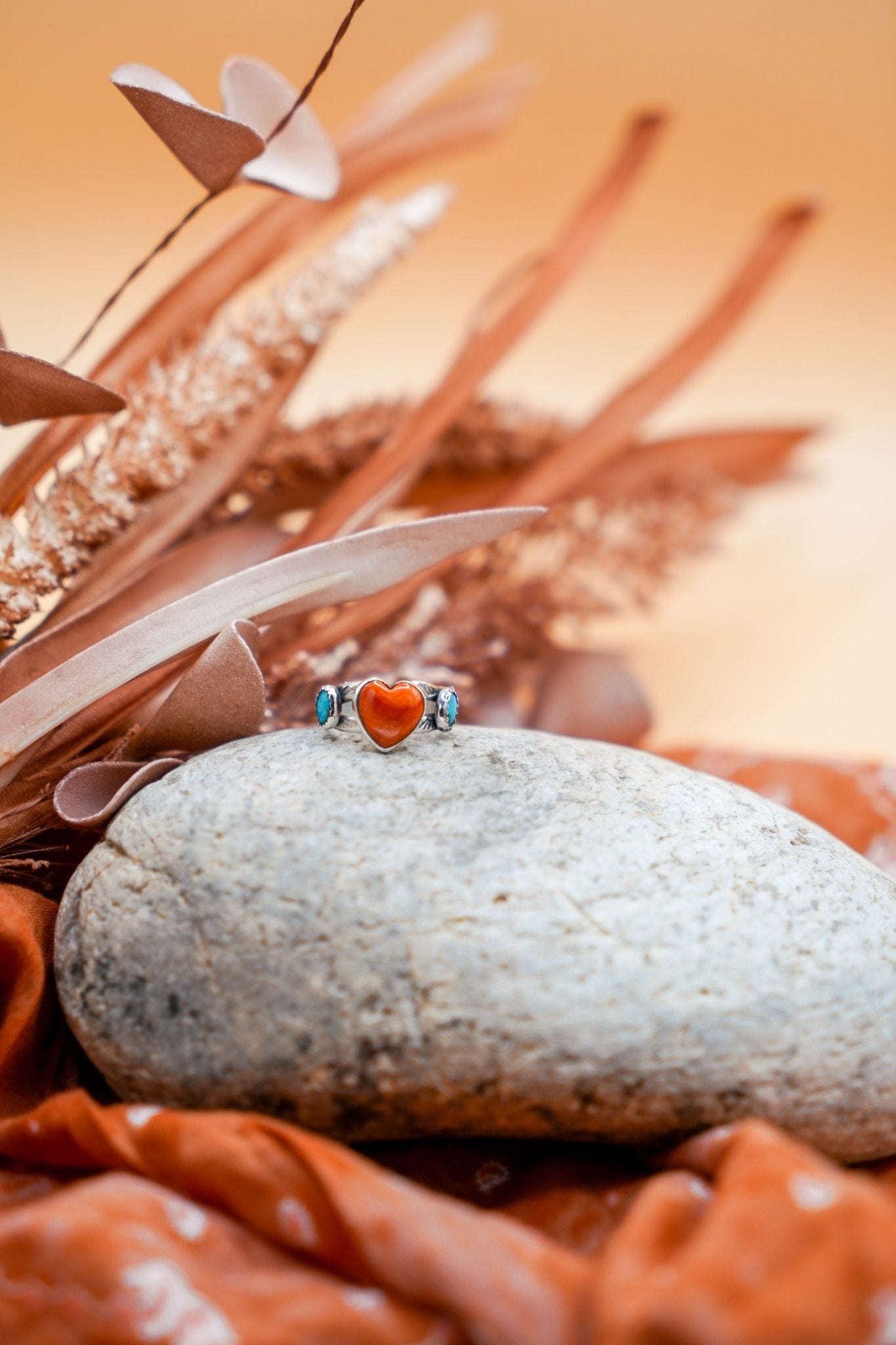The Turquoise Lover's Ring in Spiny Oyster & Morenci Turquoise (Size 5.5) - Golden Road Crafted