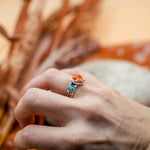 The Turquoise Lover's Ring in Spiny Oyster & Morenci Turquoise (Size 5.5) - Golden Road Crafted