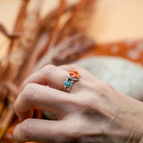 The Turquoise Lover's Ring in Spiny Oyster & Morenci Turquoise (Size 5.5) - Golden Road Crafted