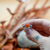 The Turquoise Lover's Ring in Spiny Oyster & Morenci Turquoise (Size 7) - Golden Road Crafted