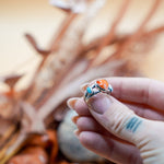 The Turquoise Lover's Ring in Spiny Oyster & Morenci Turquoise (Size 7) - Golden Road Crafted