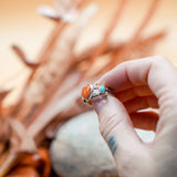 The Turquoise Lover's Ring in Spiny Oyster & Morenci Turquoise (Size 7) - Golden Road Crafted