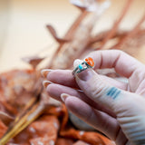 The Turquoise Lover's Ring in Spiny Oyster & Morenci Turquoise (Size 7.5) - Golden Road Crafted