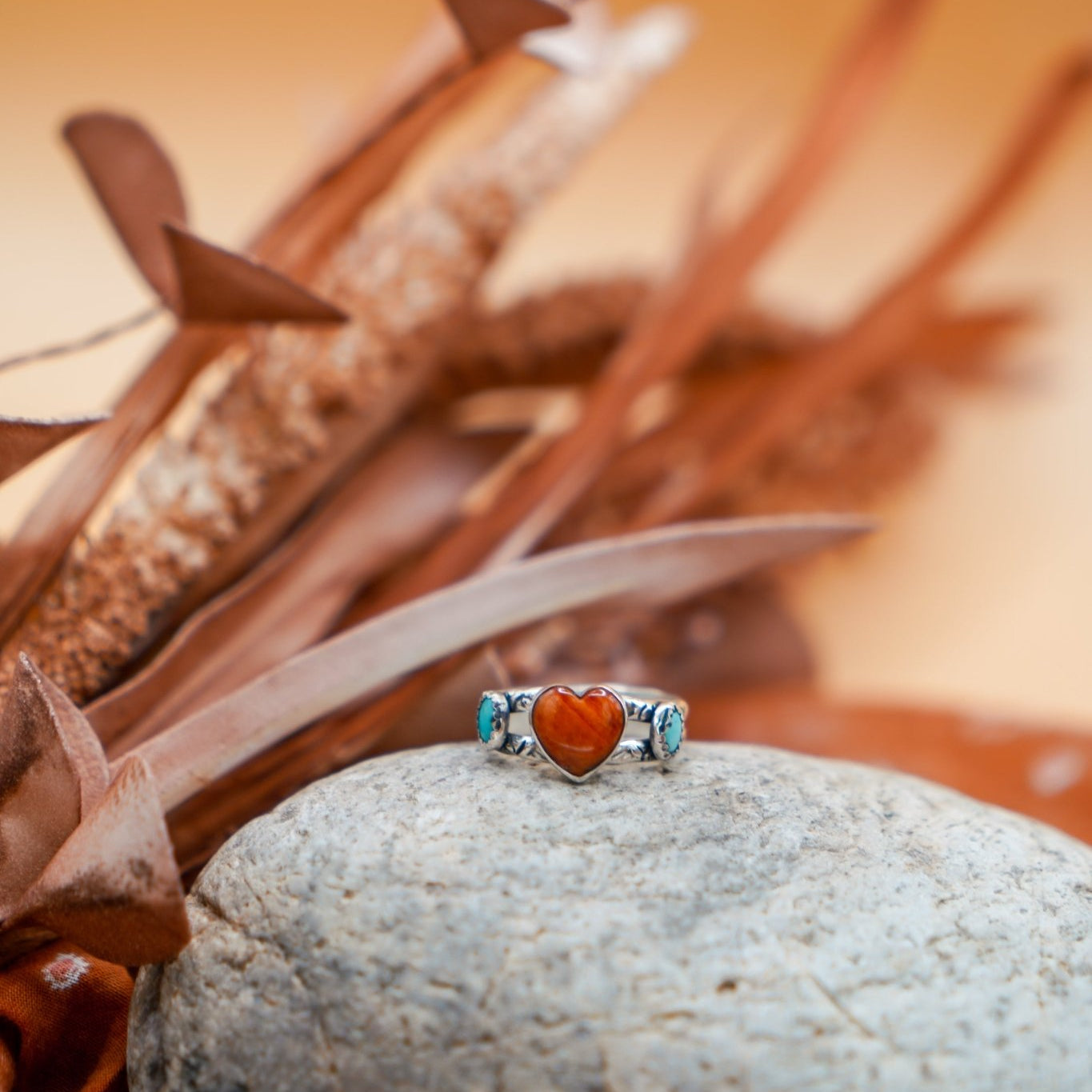The Turquoise Lover's Ring in Spiny Oyster & Morenci Turquoise (Size 9) - Golden Road Crafted