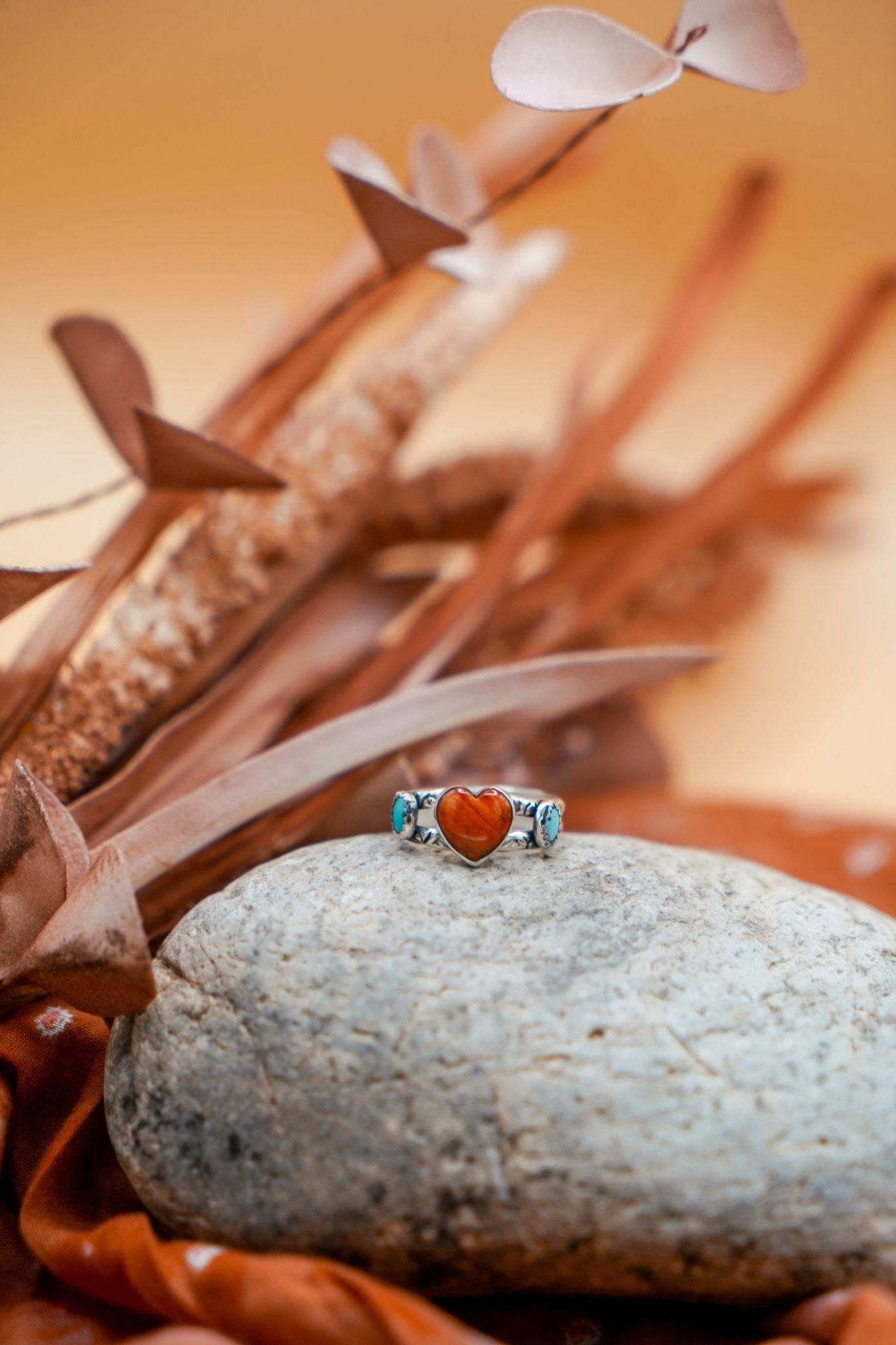 The Turquoise Lover's Ring in Spiny Oyster & Morenci Turquoise (Size 9) - Golden Road Crafted